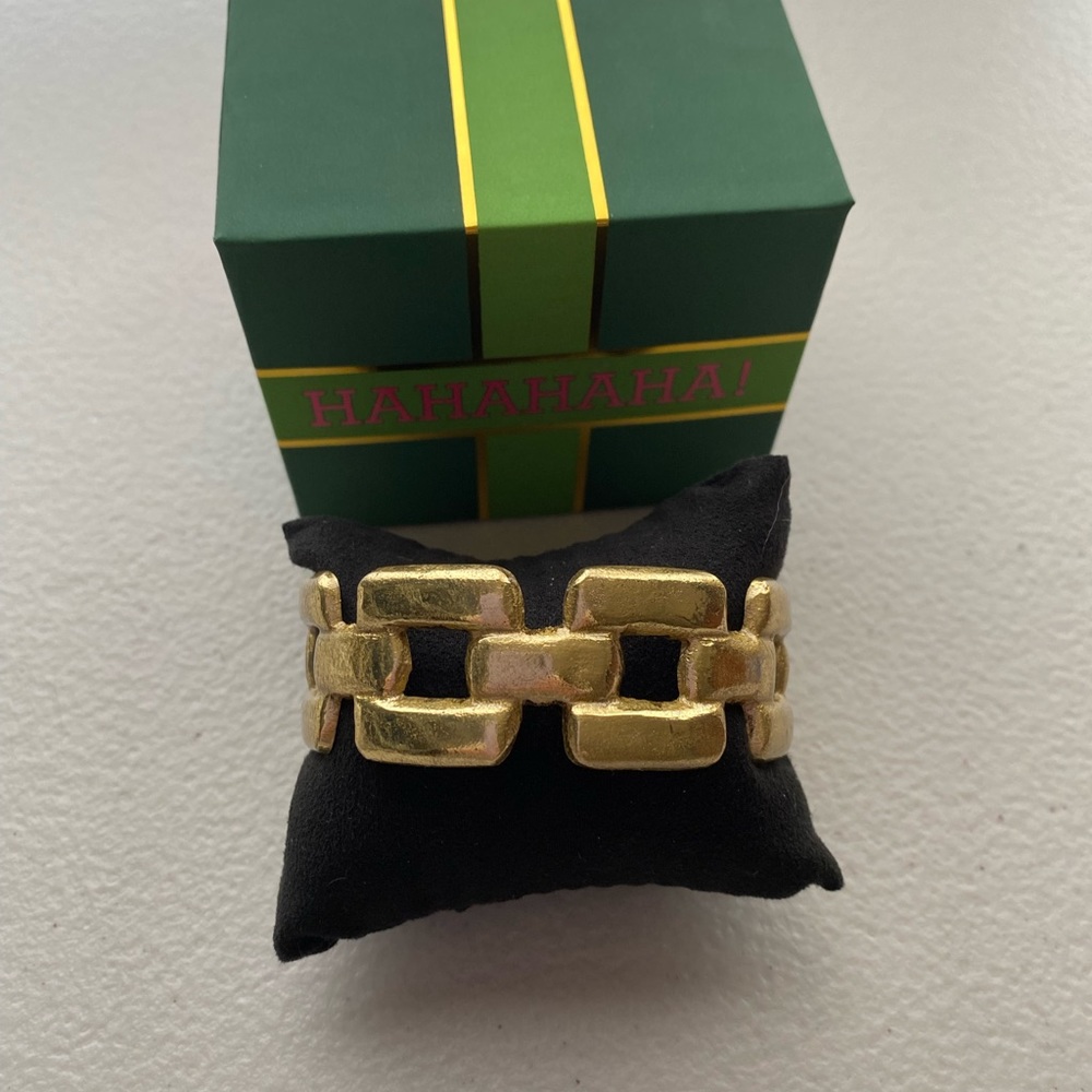 RUSTIC CUFF Bernice Chunky Geometric Gold Metallic Chain Link Cuff NIB - Picture 2 of 11